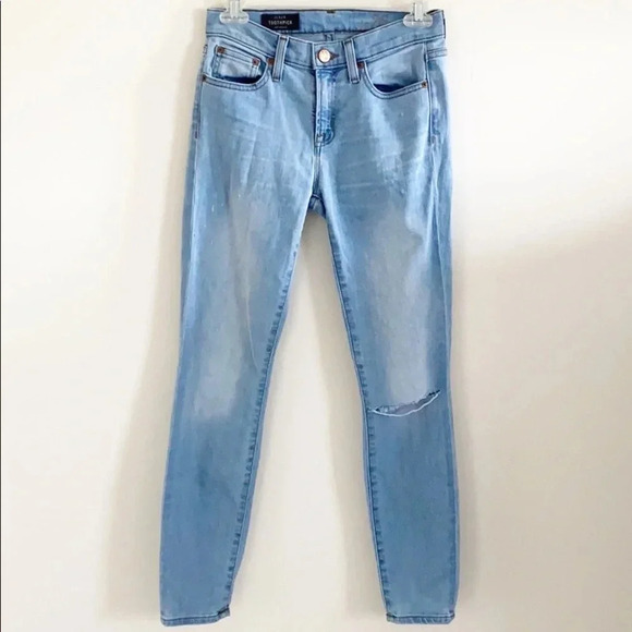 J.Crew Light Distressed Toothpick Skinny Jeans - Picture 2 of 10